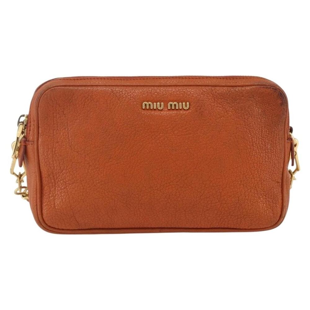 Miu Miu Leather Shoulder Bag Orange